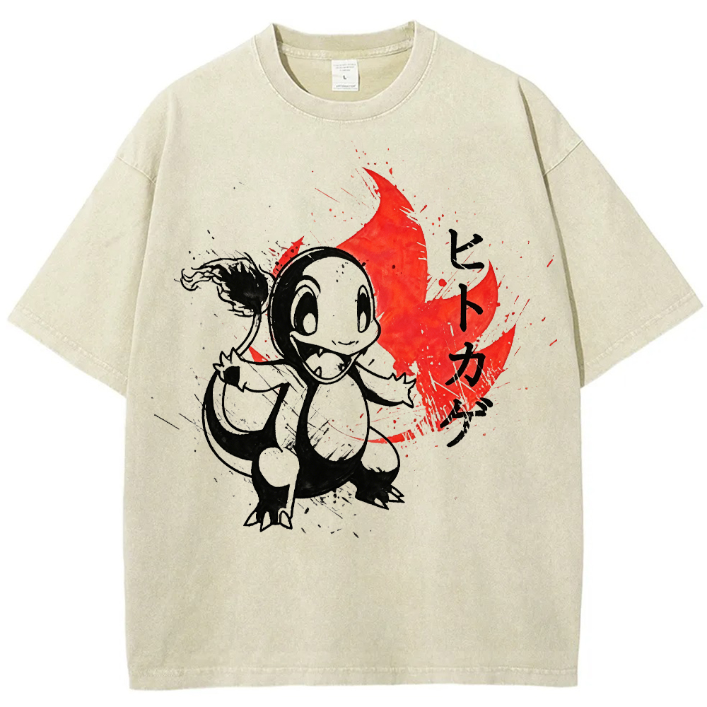 Ink Splash Charmander Retro Brush Tee | Pokemon Anime