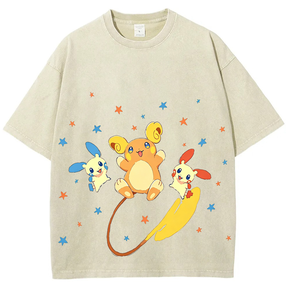 Plusle Minun Raichu Squad Cartoon Tee | Pokemon Anime