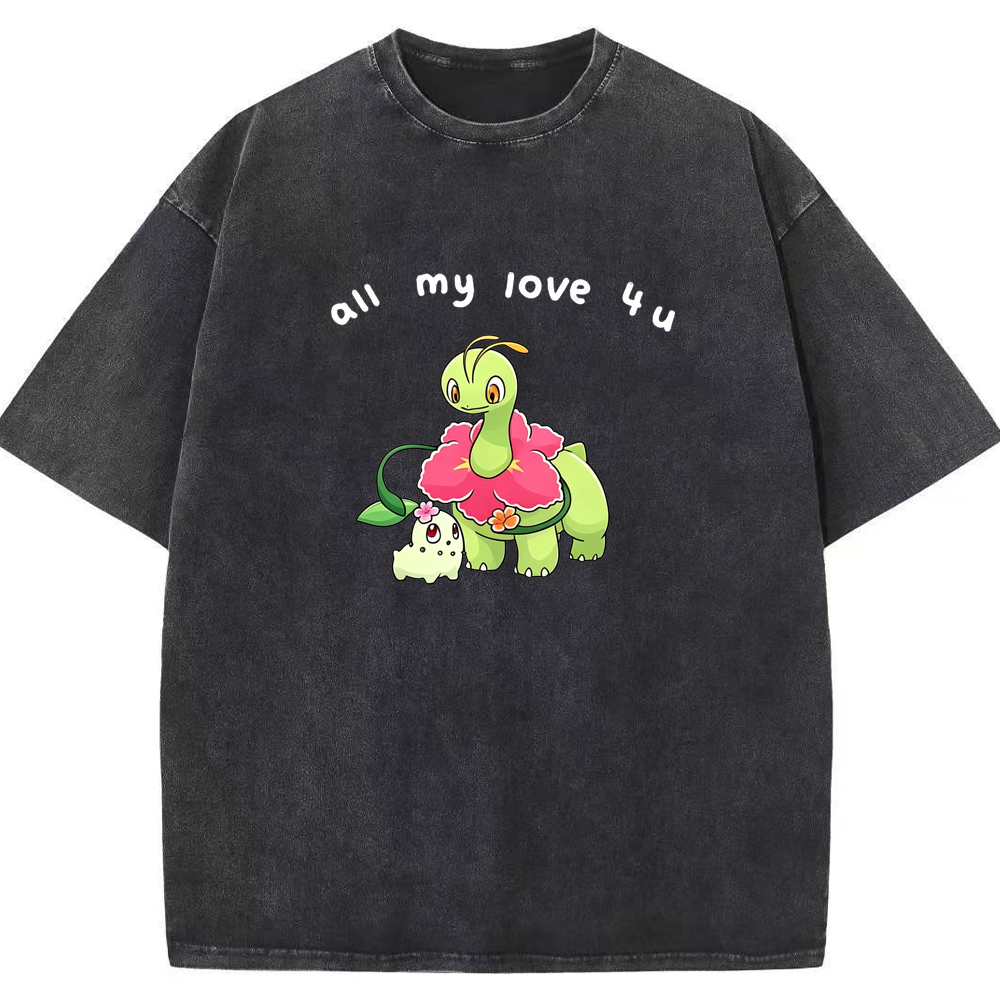 Parent & Kid All My Love 4 u Quote Custom Name EST. Year Vintage Washed T-Shirt | Pokemon Anime