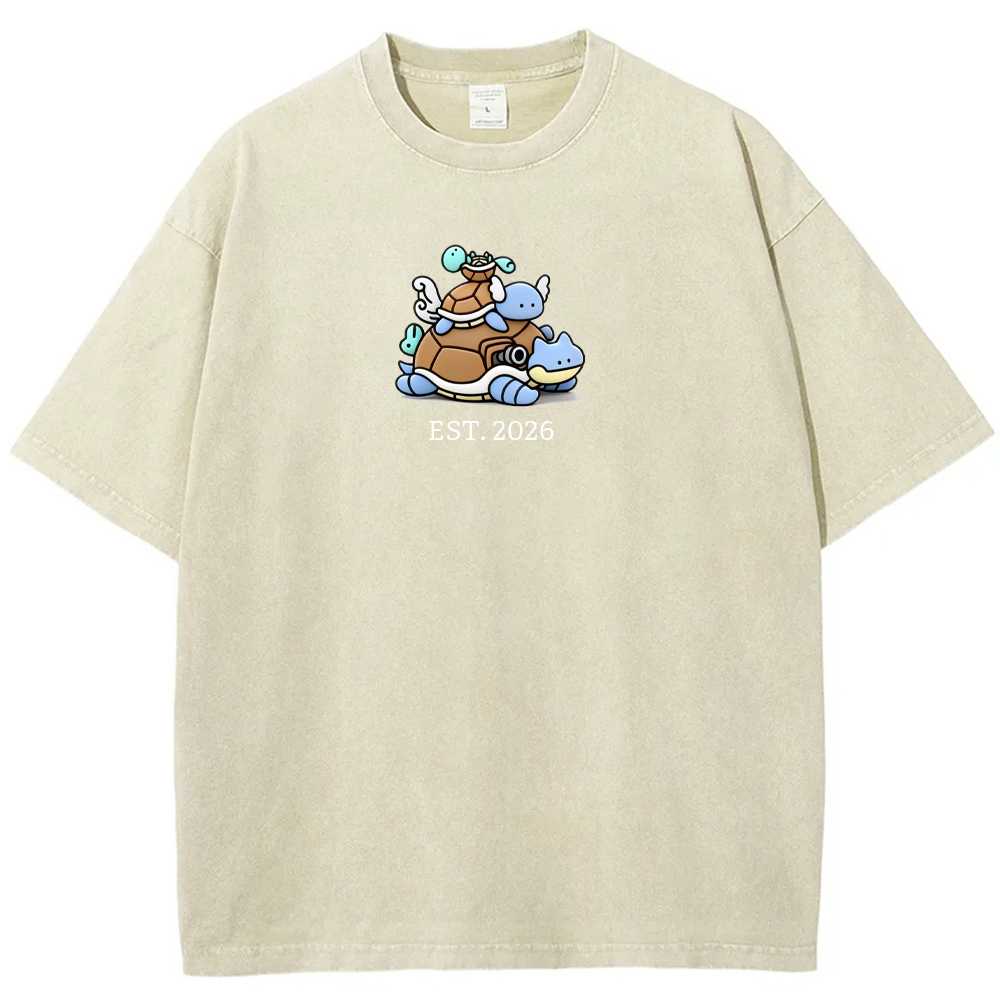 Cute Parent & Kid Squirtle Vintage Washed T-Shirt