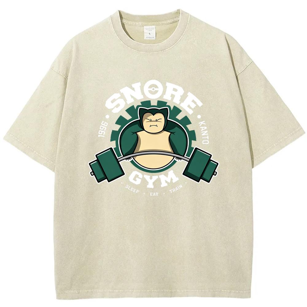 Vintage Gym Badge Snorlax Wash Vintage Tee | Pokemon Anime