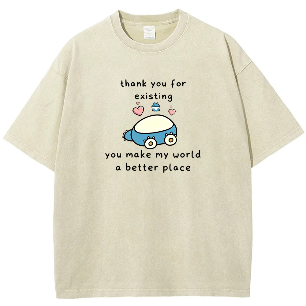 Thank You For Existing Love Quote Vintage Washed T-Shirt | Pokemon Anime