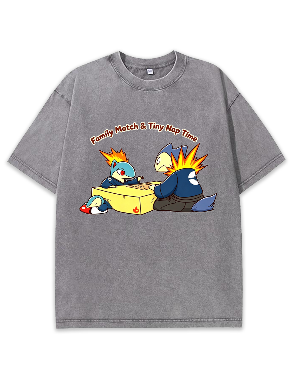 Parent & Kid Cyndaquil Family Game Match Vintage Washed T-Shirt