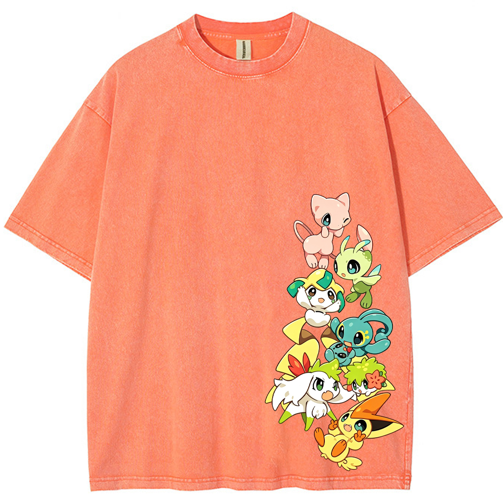 Mythical Pokemon Vertical Lineup Cartoon Tee | Pokemon Anime