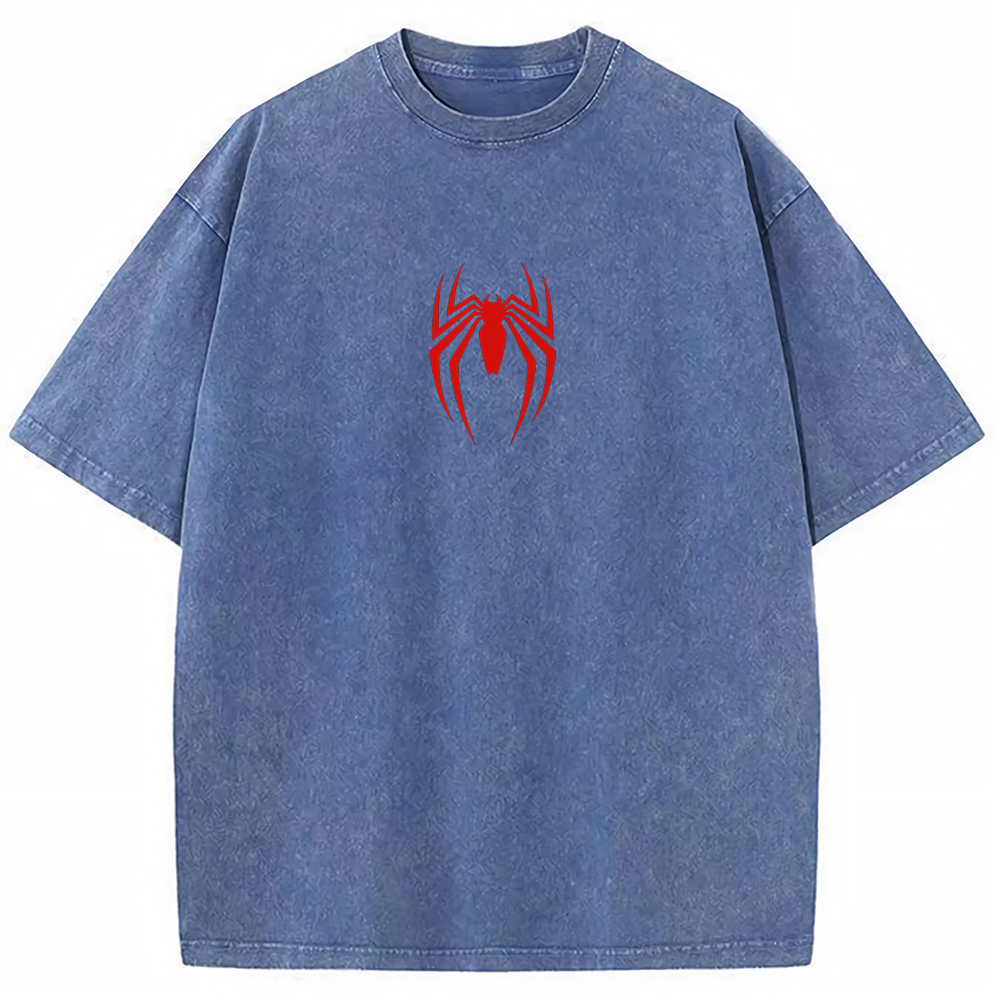 Vintage Washed Minimal Red Spider-Man Chest Logo Tee