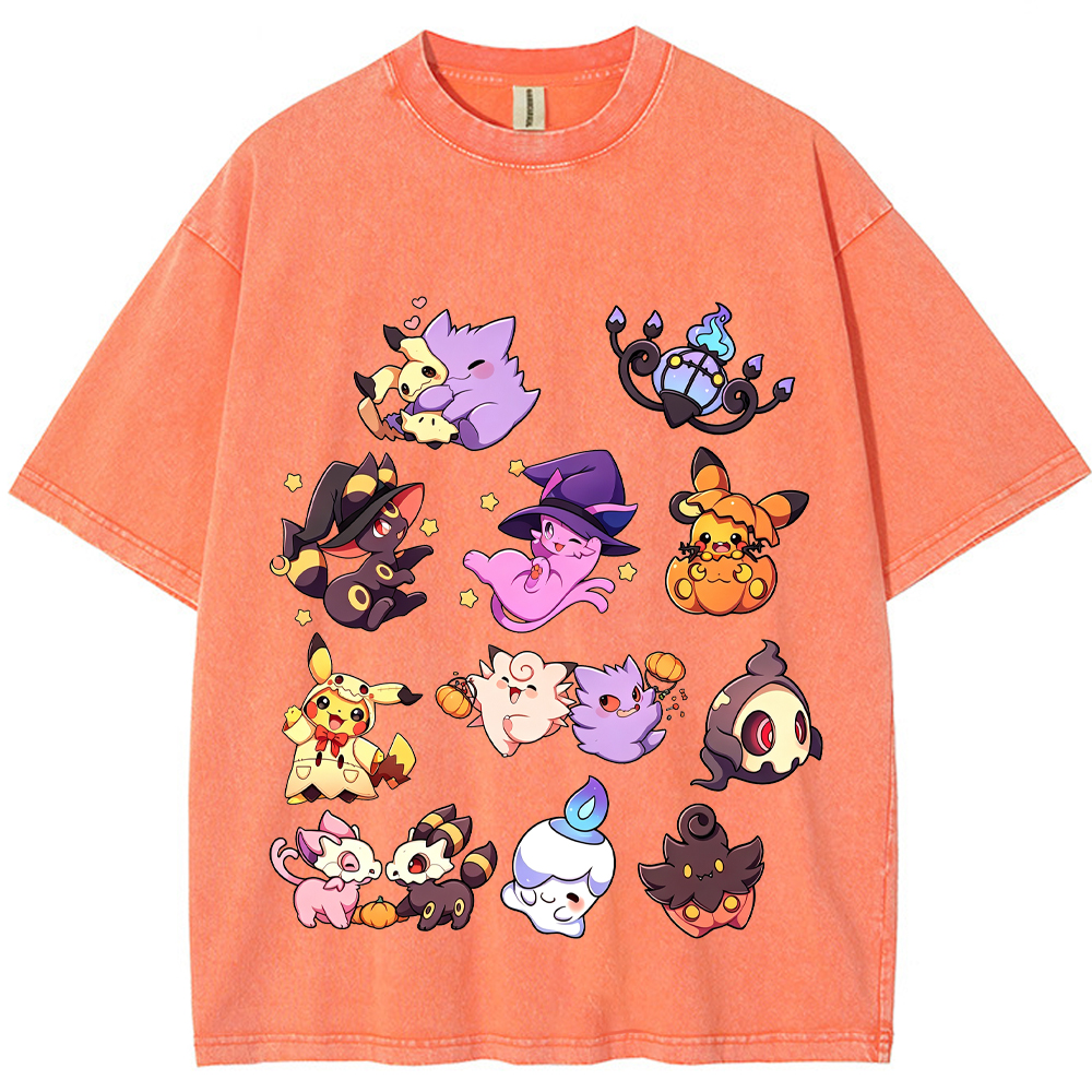 Halloween Witch Ghost Squad Ghost Type Mix Cartoon Tee | Pokemon Anime