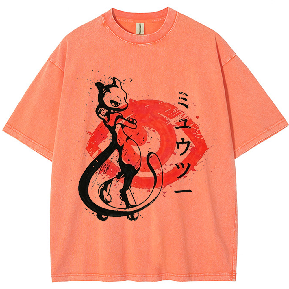Ink Art Mewtwo Battle Silhouette Tee | Pokemon Anime