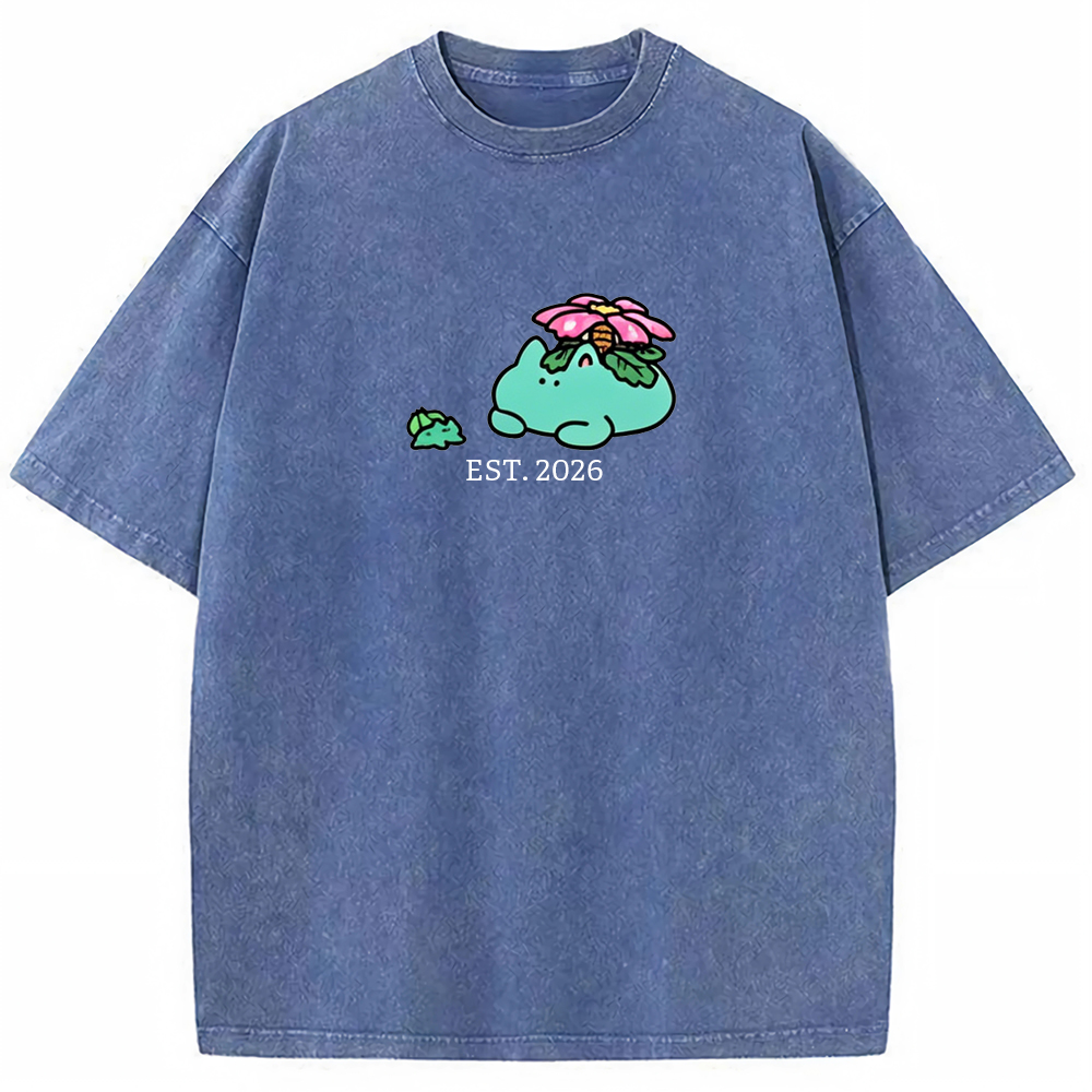 Cute Parent & Kid Meganium Vintage Washed T-Shirt