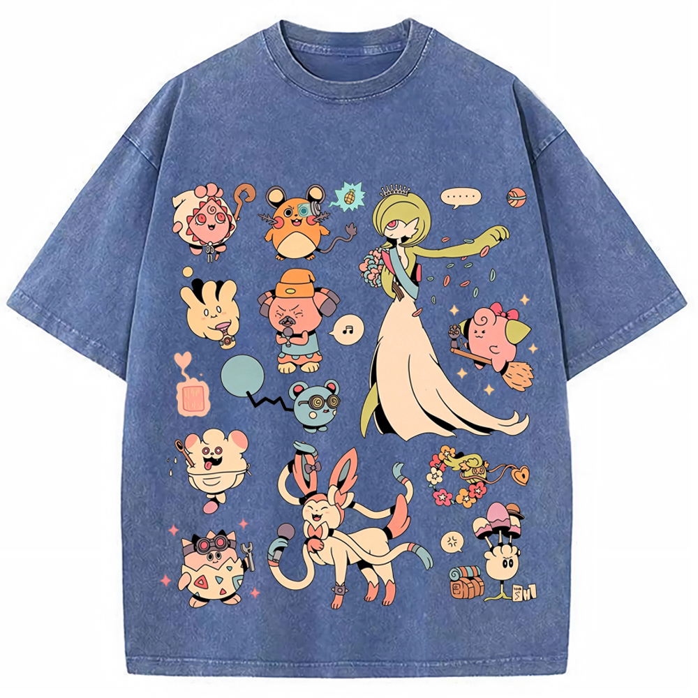 Gardevoir & Cute Pokemon Squad Cartoon Tee | Pokemon Anime