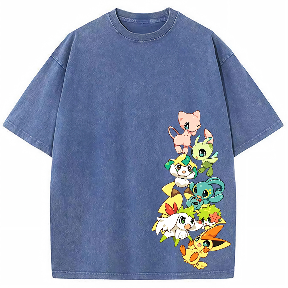 Mythical Pokemon Vertical Lineup Cartoon Tee | Pokemon Anime