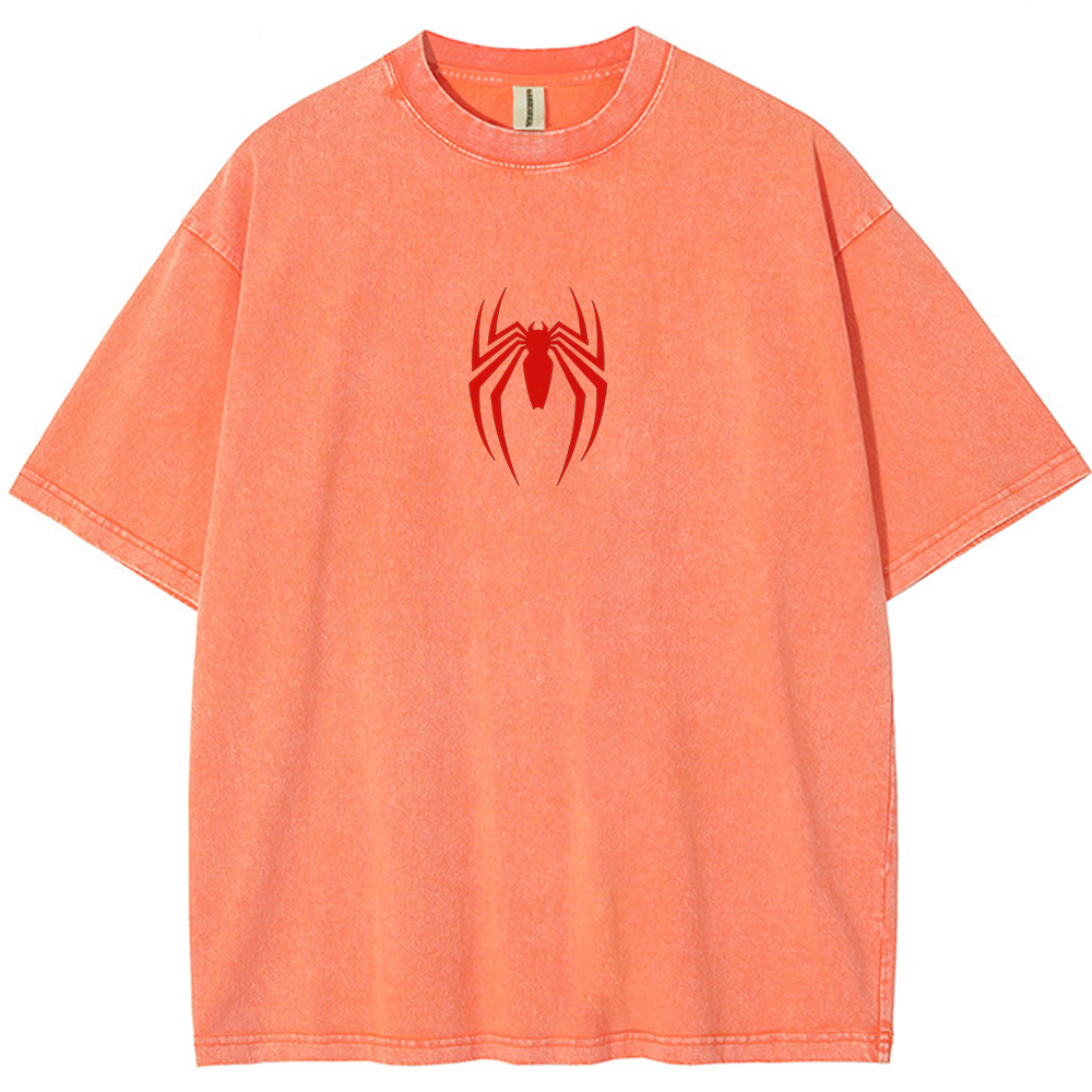 Vintage Washed Minimal Red Spider-Man Chest Logo Tee