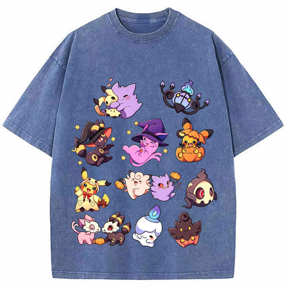 Halloween Witch Ghost Squad Ghost Type Mix Cartoon Tee | Pokemon Anime