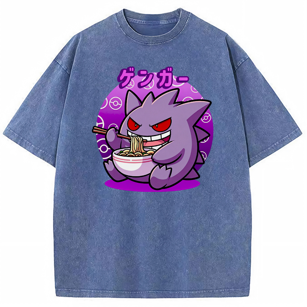 Retro Ramen‑Loving Gengar Cartoon Tee | Pokemon Anime