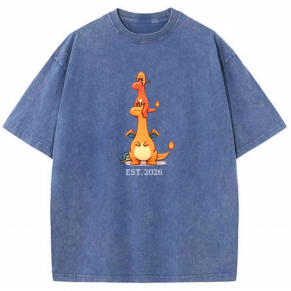 Cute Parent & Kid Charizard Vintage Washed T-Shirt