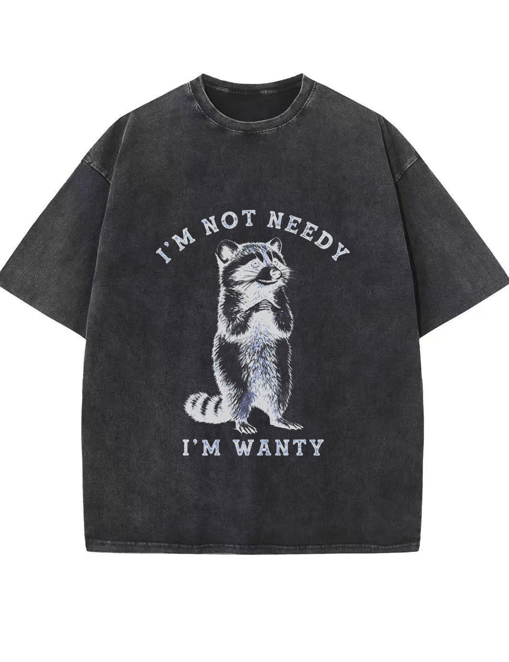 Vintage Washed I'm Not Needy I'm Wanty Raccoon Graphic T Shirt