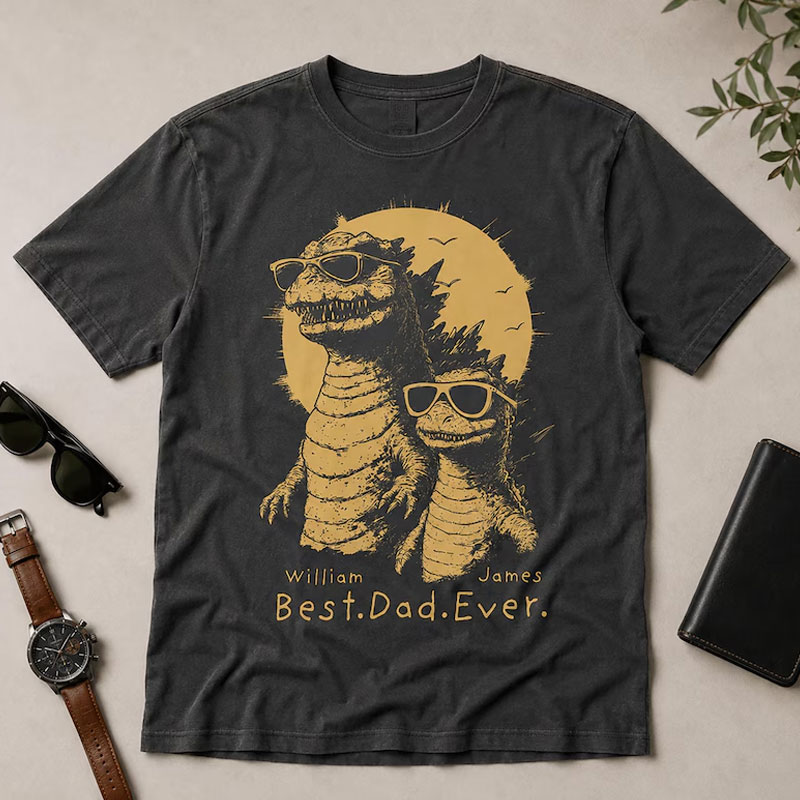 Personalized Best Dad Ever Dadzilla T-Shirt Father Day Gifts for Dad Funny Papa Tshirt