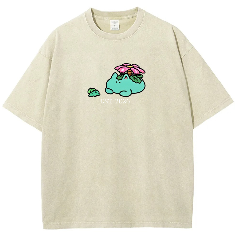 Cute Parent & Kid Meganium Vintage Washed T-Shirt