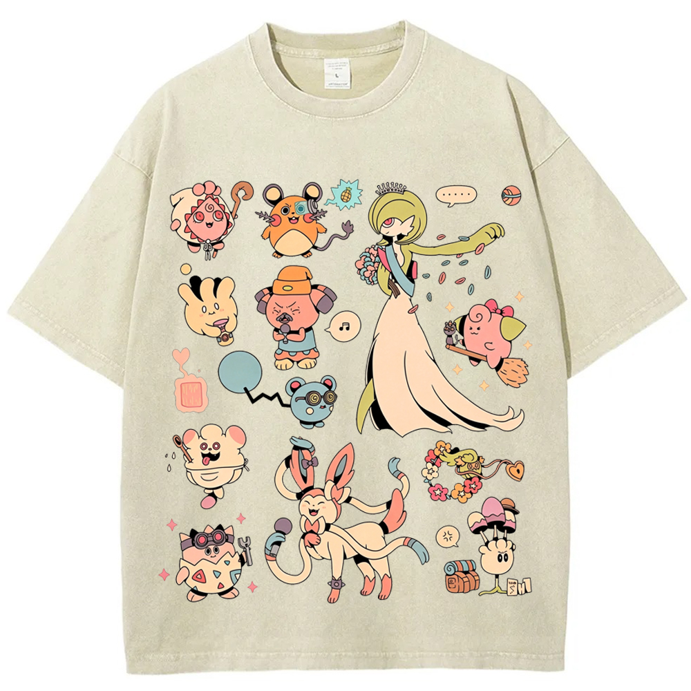 Gardevoir & Cute Pokemon Squad Cartoon Tee | Pokemon Anime