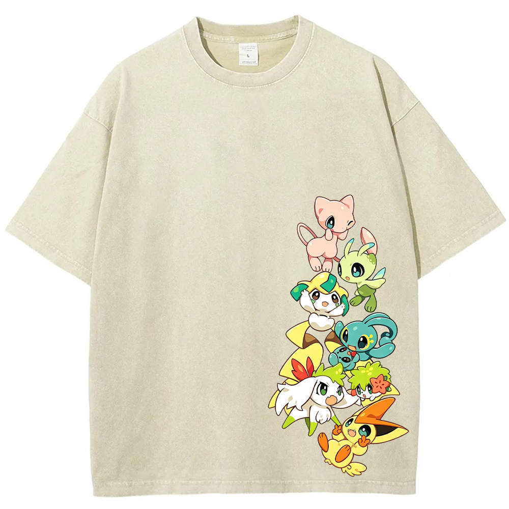 Mythical Pokemon Vertical Lineup Cartoon Tee | Pokemon Anime