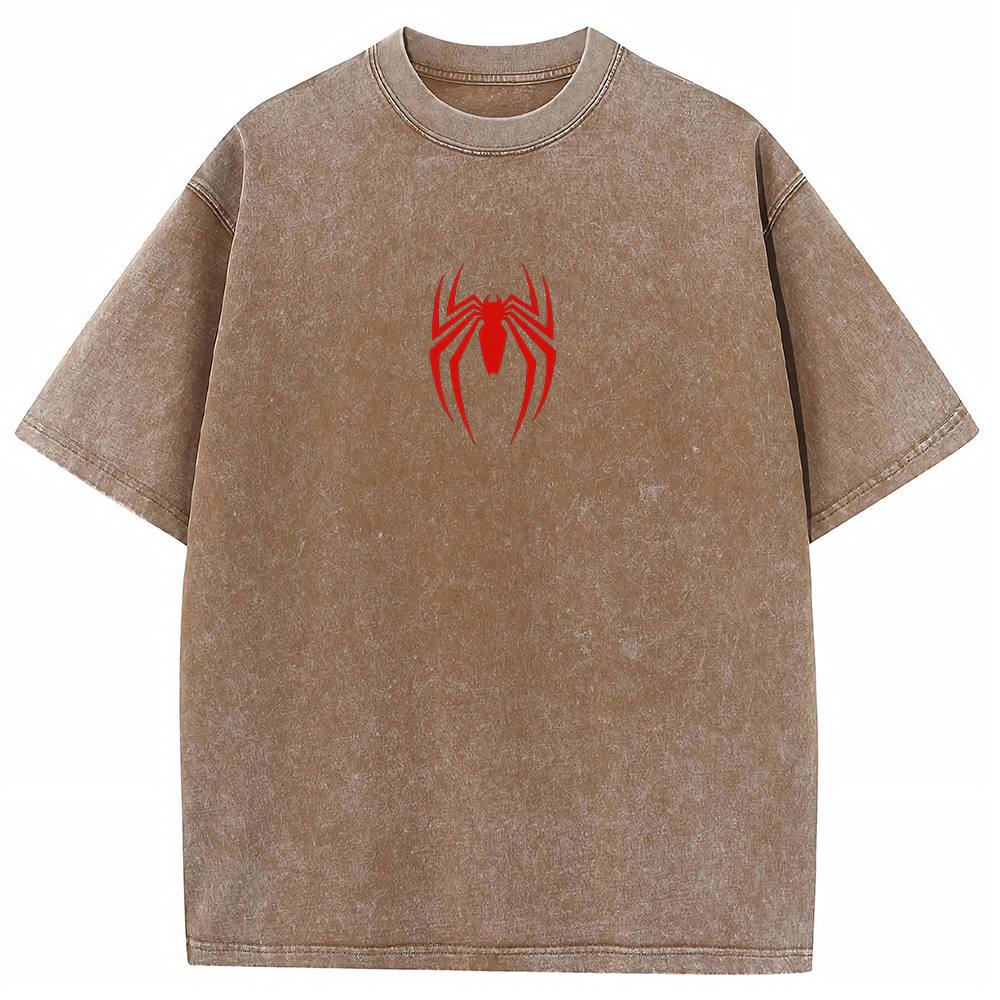 Vintage Washed Minimal Red Spider-Man Chest Logo Tee