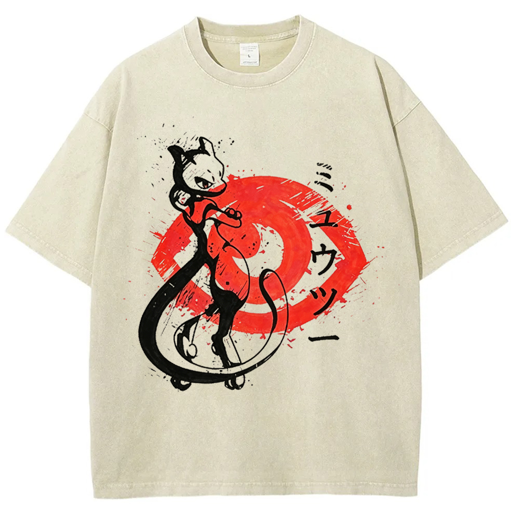 Ink Art Mewtwo Battle Silhouette Tee | Pokemon Anime