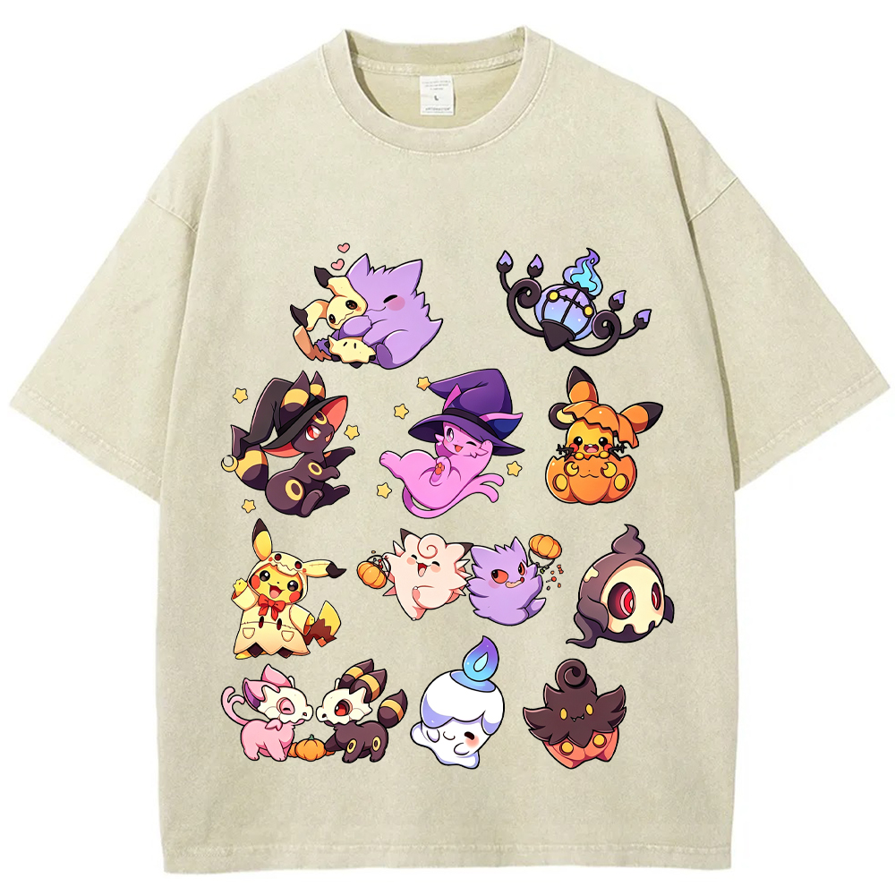 Halloween Witch Ghost Squad Ghost Type Mix Cartoon Tee | Pokemon Anime