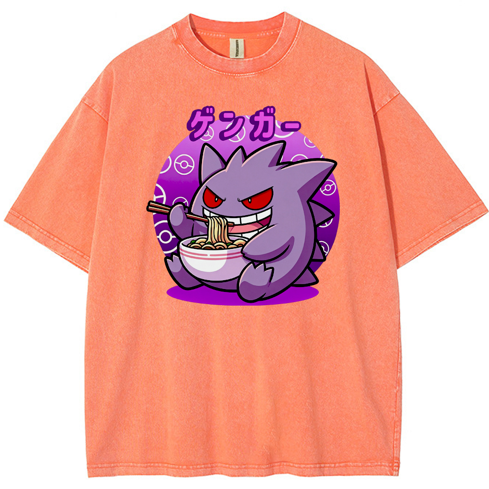 Retro Ramen‑Loving Gengar Cartoon Tee | Pokemon Anime