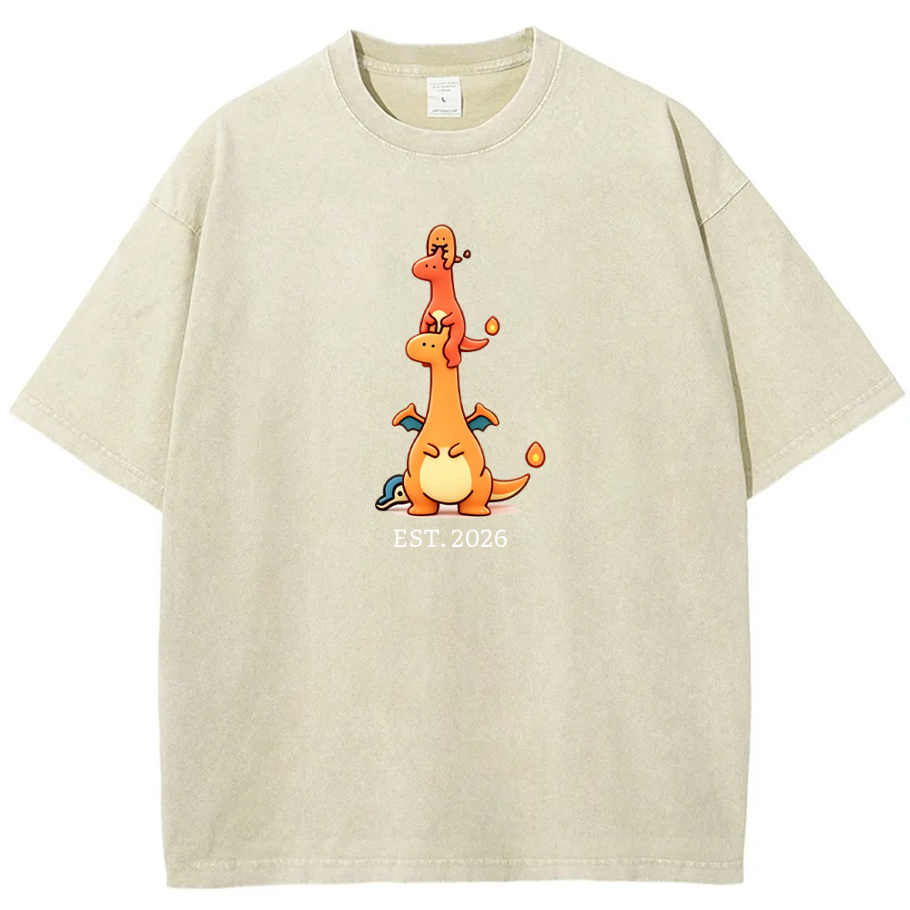 Cute Parent & Kid Charizard Vintage Washed T-Shirt