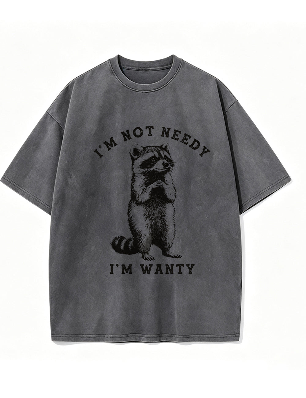 Vintage Washed I'm Not Needy I'm Wanty Raccoon Graphic T Shirt