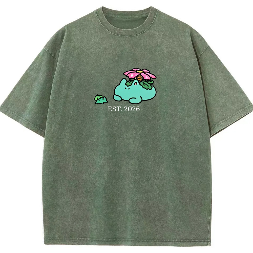 Cute Parent & Kid Meganium Vintage Washed T-Shirt