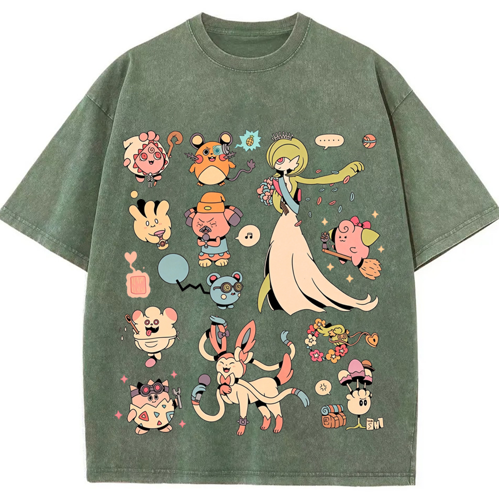 Gardevoir & Cute Pokemon Squad Cartoon Tee | Pokemon Anime
