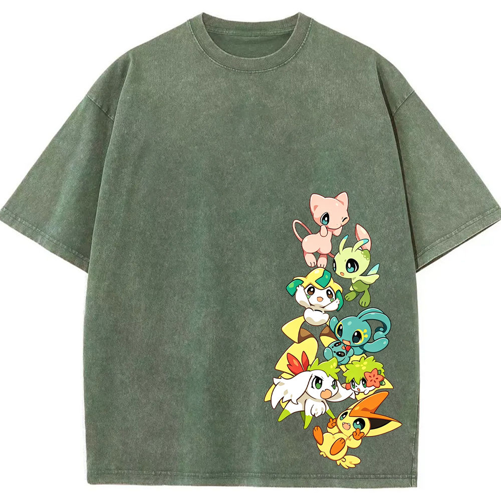 Mythical Pokemon Vertical Lineup Cartoon Tee | Pokemon Anime
