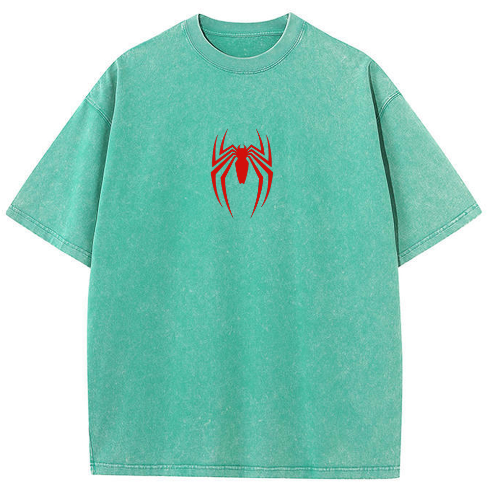 Vintage Washed Minimal Red Spider-Man Chest Logo Tee