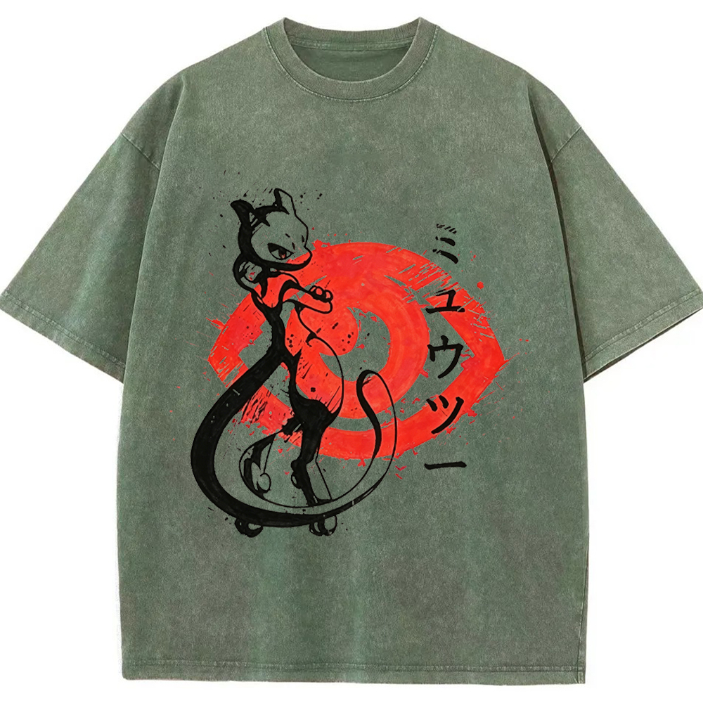 Ink Art Mewtwo Battle Silhouette Tee | Pokemon Anime