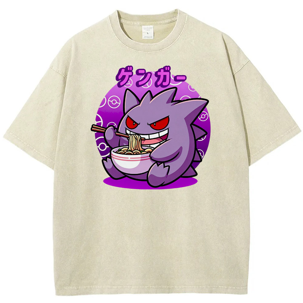 Retro Ramen‑Loving Gengar Cartoon Tee | Pokemon Anime