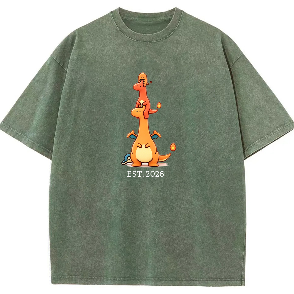 Cute Parent & Kid Charizard Vintage Washed T-Shirt