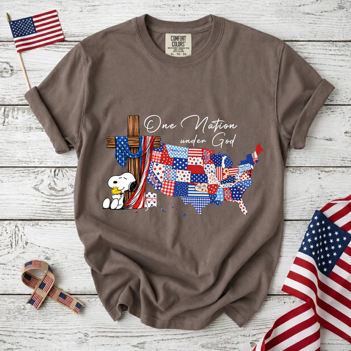 One Nation Under God Christian Patriotic Map T-Shirt