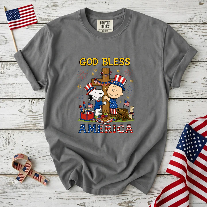 God Bless America Patriotic Friends Cross T-Shirt