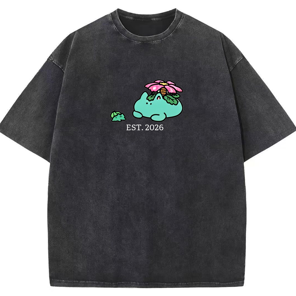 Cute Parent & Kid Meganium Vintage Washed T-Shirt