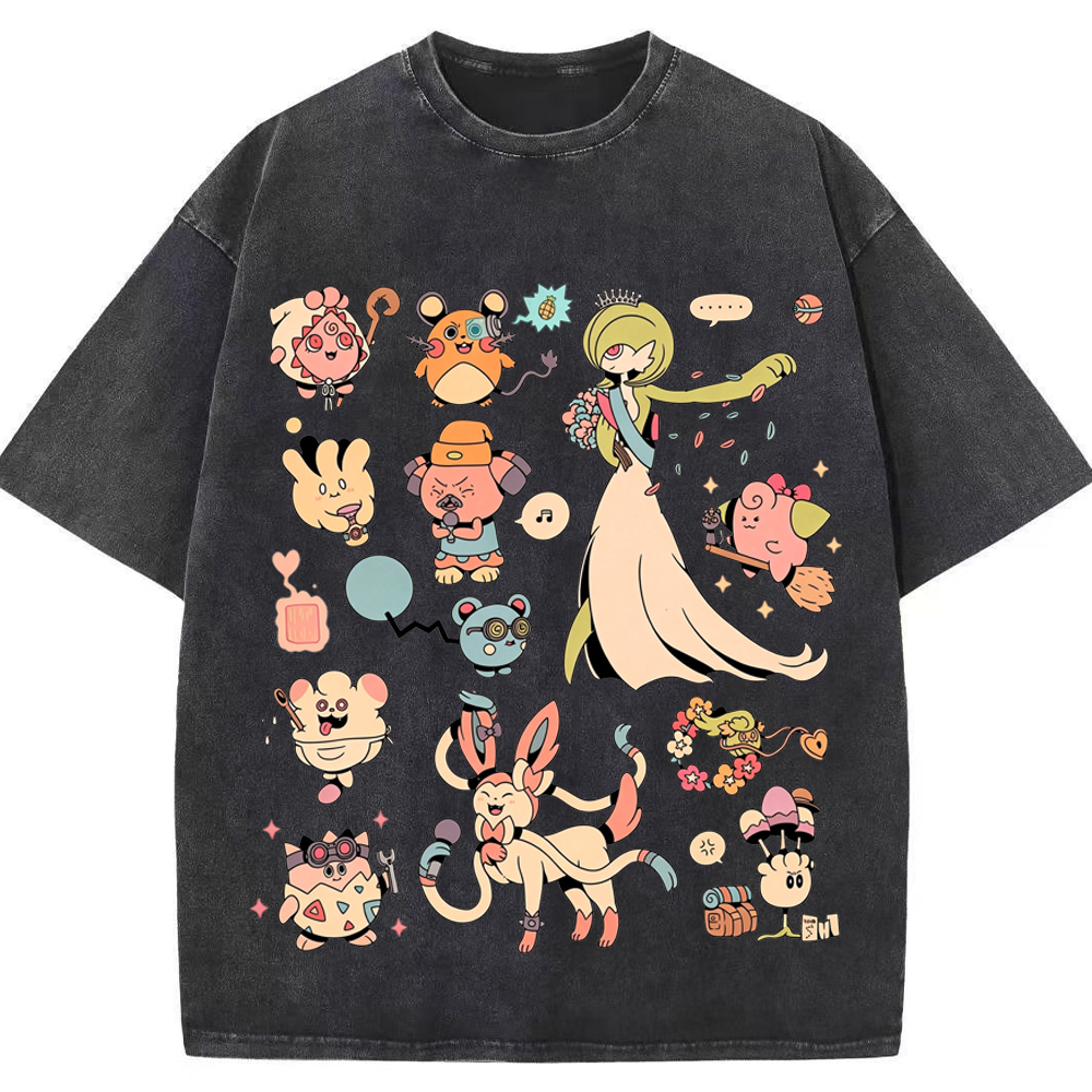 Gardevoir & Cute Pokemon Squad Cartoon Tee | Pokemon Anime