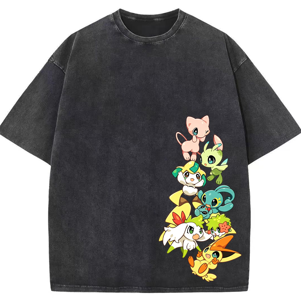 Mythical Pokemon Vertical Lineup Cartoon Tee | Pokemon Anime