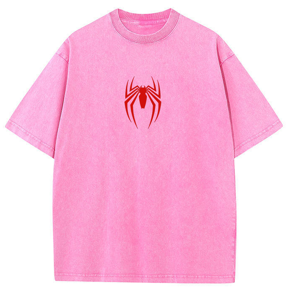 Vintage Washed Minimal Red Spider-Man Chest Logo Tee
