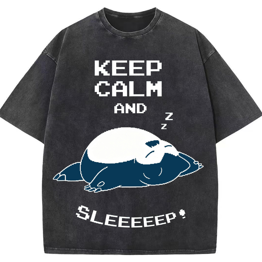 Retro Pixel Lazy Style Snorlax Cartoon Tee | Pokemon Anime
