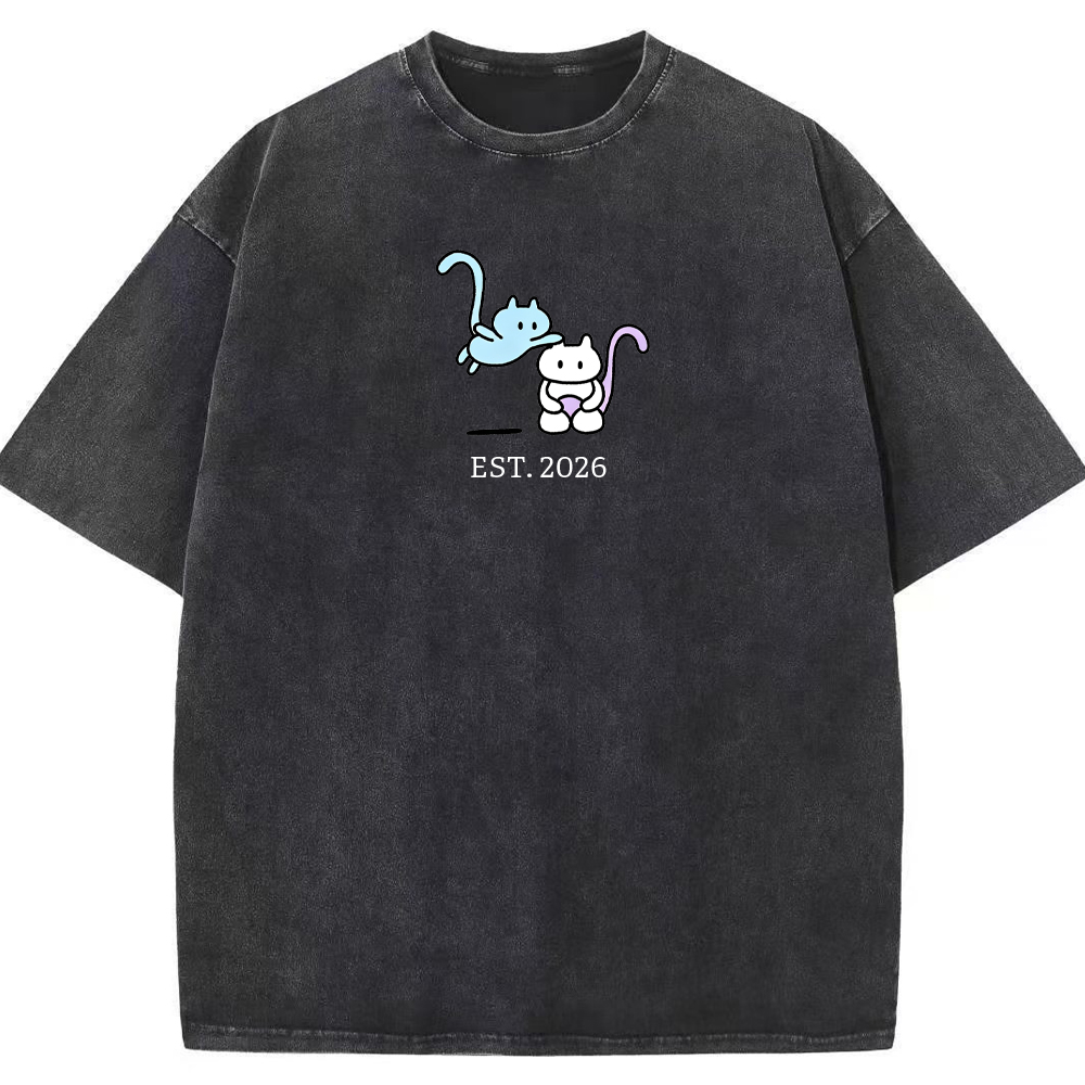 Cute Parent & Kid Mew Vintage Washed T-Shirt