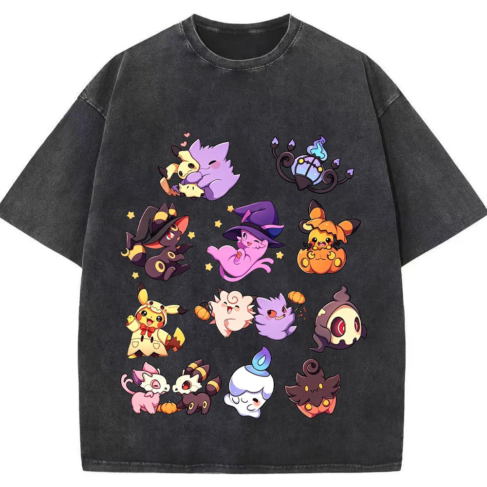 Halloween Witch Ghost Squad Ghost Type Mix Cartoon Tee | Pokemon Anime