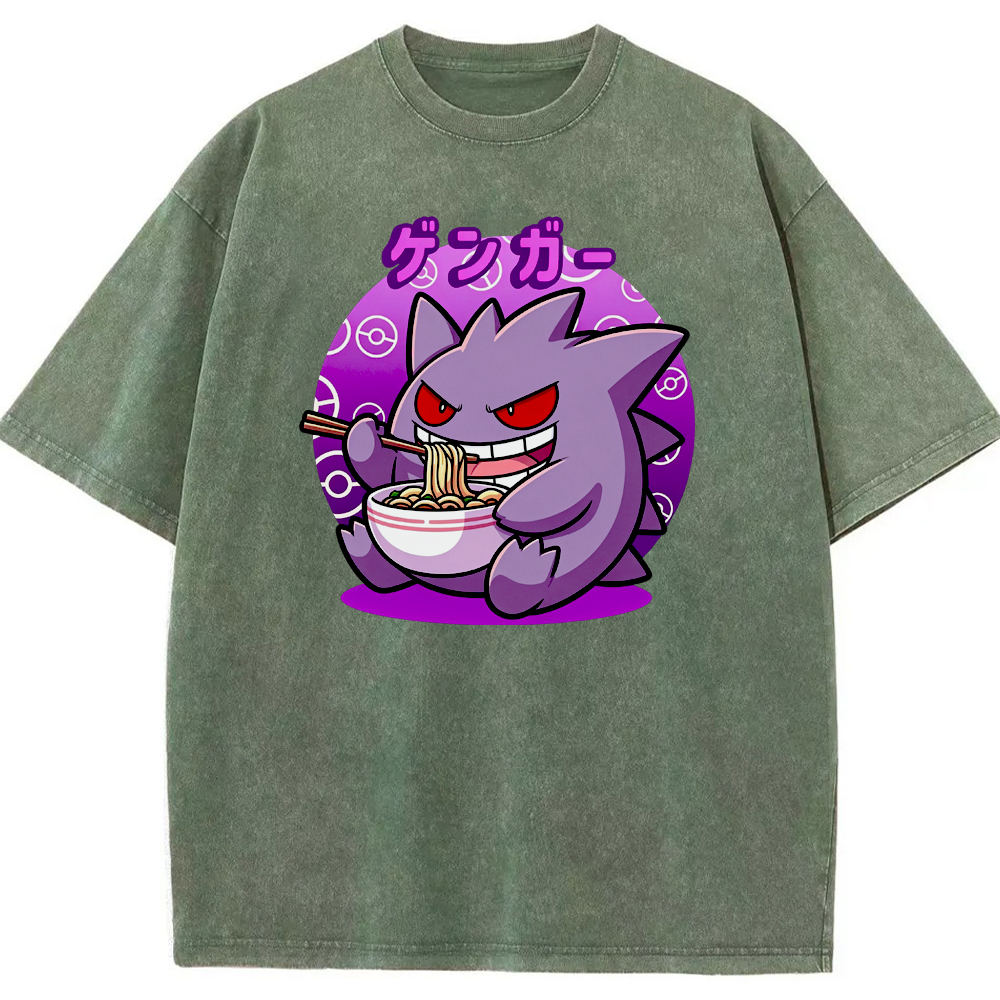 Retro Ramen‑Loving Gengar Cartoon Tee | Pokemon Anime