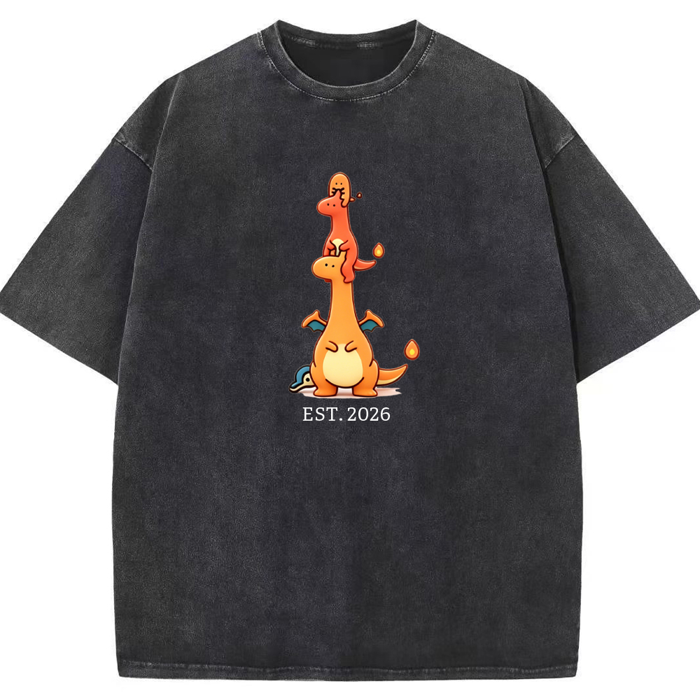 Cute Parent & Kid Charizard Vintage Washed T-Shirt