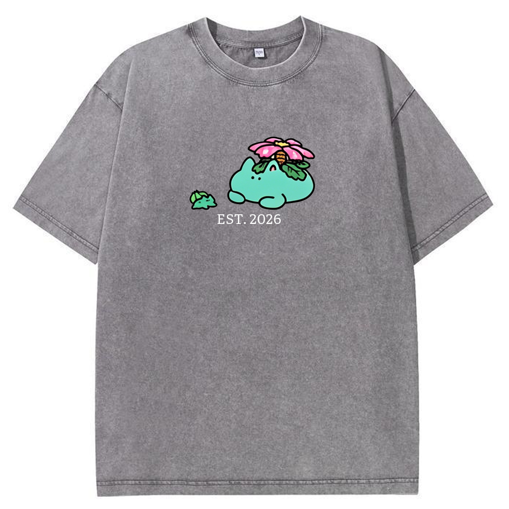 Cute Parent & Kid Meganium Vintage Washed T-Shirt