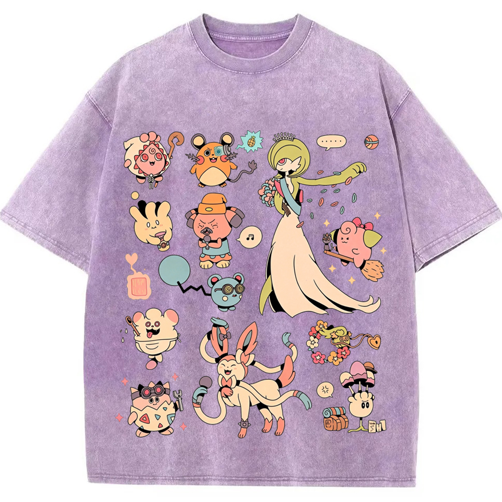 Gardevoir & Cute Pokemon Squad Cartoon Tee | Pokemon Anime