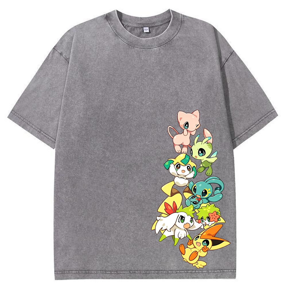 Mythical Pokemon Vertical Lineup Cartoon Tee | Pokemon Anime